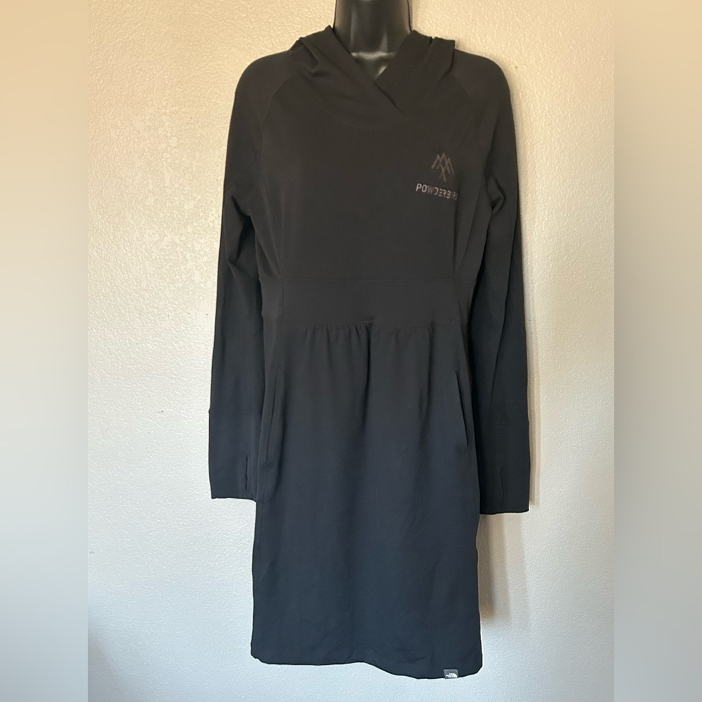 The North Face FlashDry Powderbird Laurel Black Long Sleeve Midi Hooded Dress M